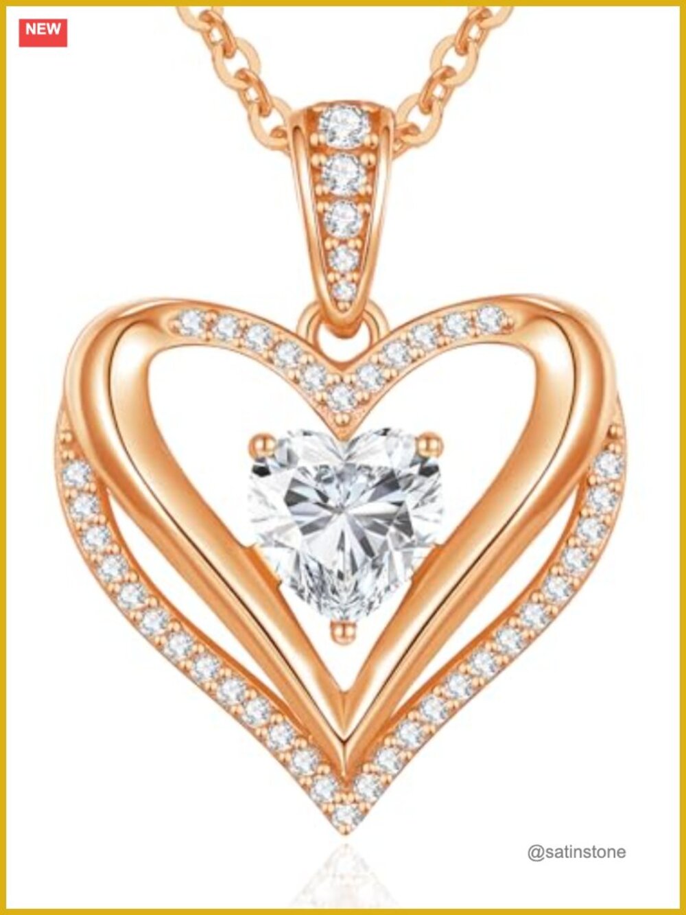 18K Gold Plated Moissanite Infinity Heart Pendant Necklace I LOVE YOU